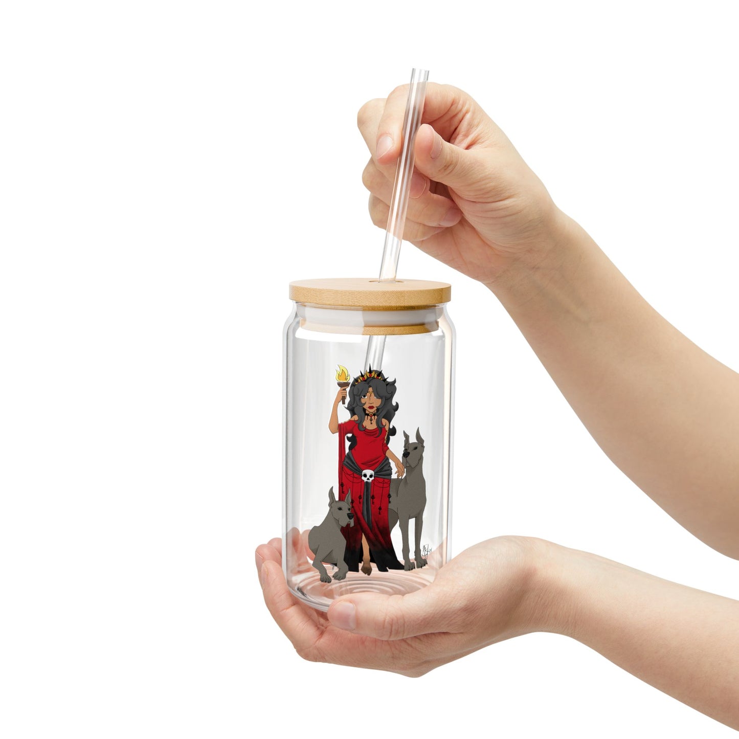 Hekate and Her Hounds Glass Tumbler, 16oz