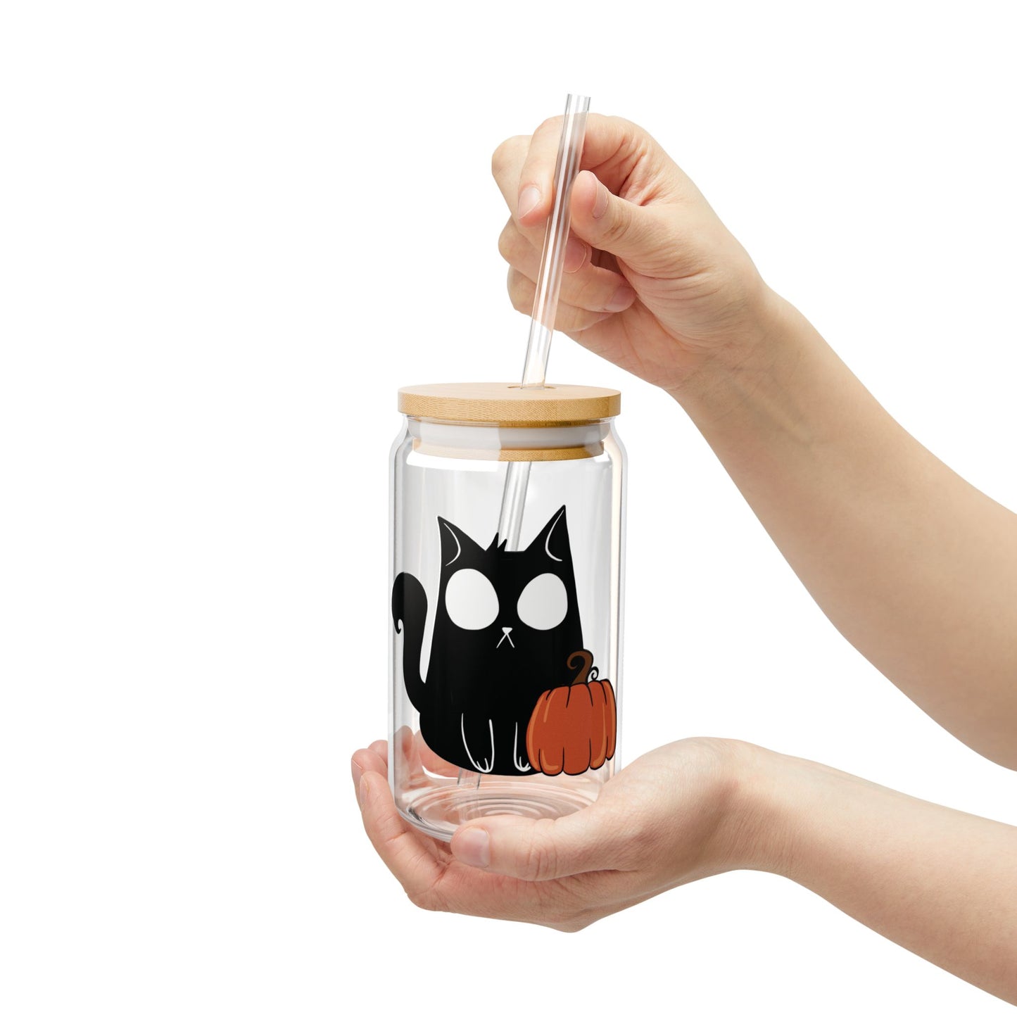 Halloween HekaCat Glass Tumbler, 16oz