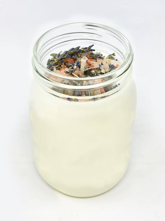 Lavender and Pink Himalayan Salt Soy Wax Candle - 100 Hour Burn Time