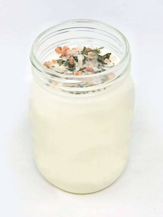 Sage and Pink Himalayan Salt Soy Wax Candle - 100 Hour Burn Time