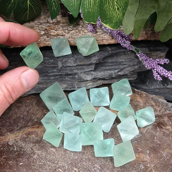 Green Fluorite Octahedron Crystal