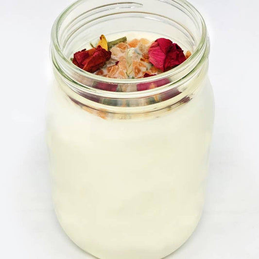 Rose and Pink Himalayan Salt Soy Wax Candle - 100 Hour Burn Time