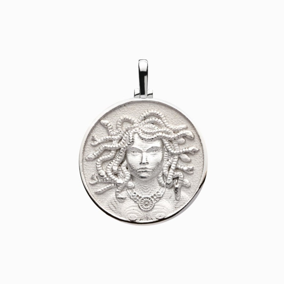 Handmade Medusa Coin Pendant - Sterling Silver