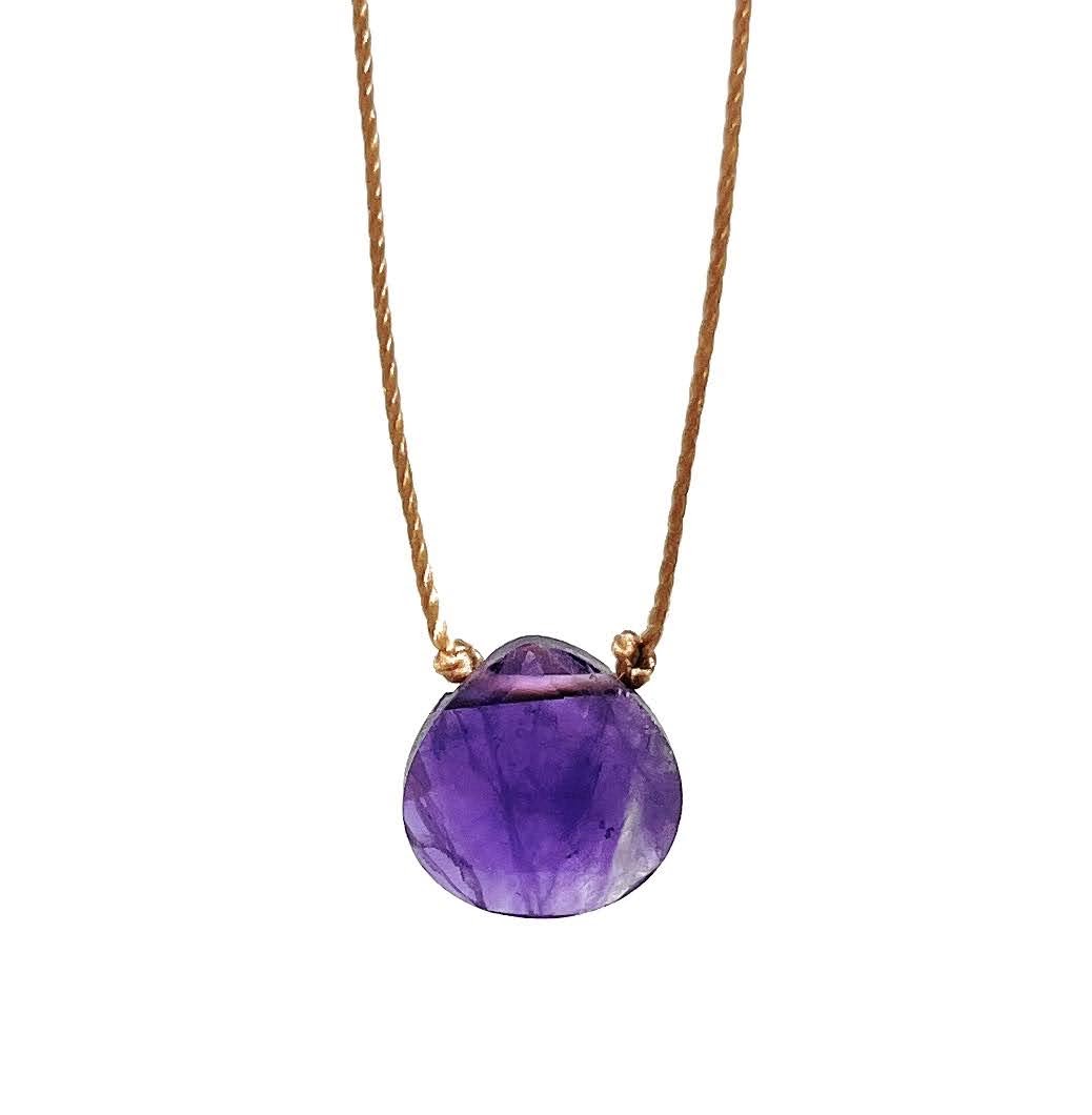 Amethyst Faceted Teardrop Necklace