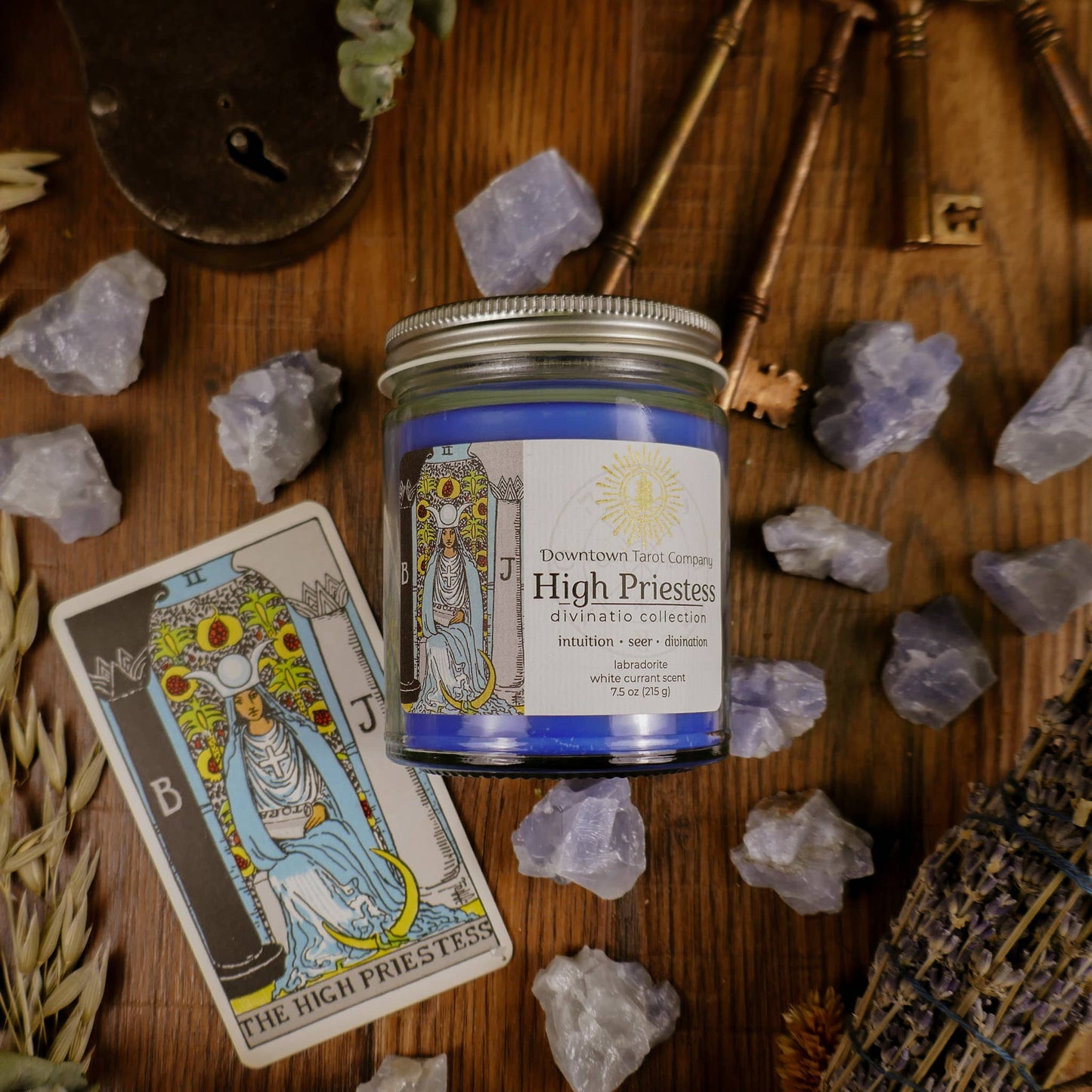 High Priestess Major Arcana Tarot Candle - 9oz / 35 Hour Burn Time