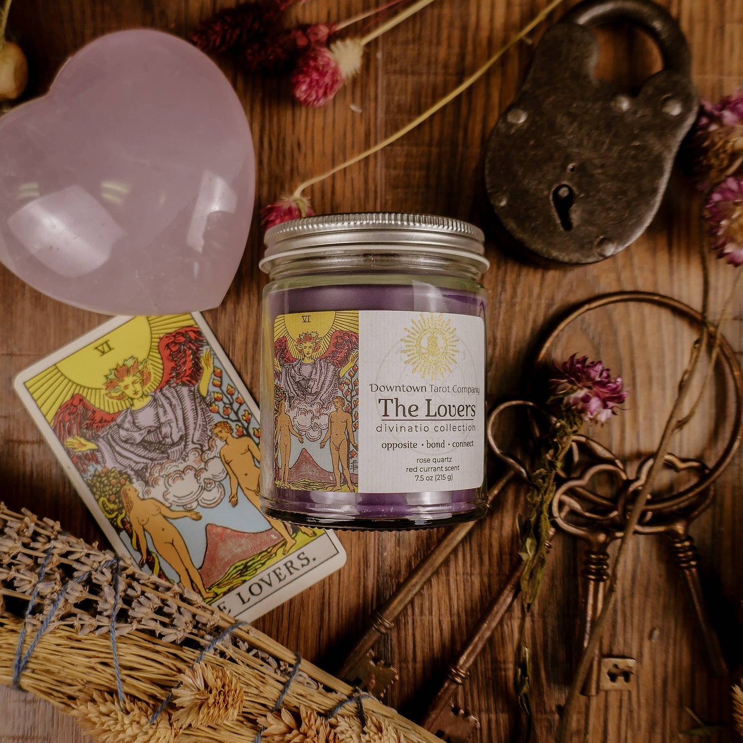 Lovers Major Arcana Tarot Candle - 9oz / 35 Hour Burn Time