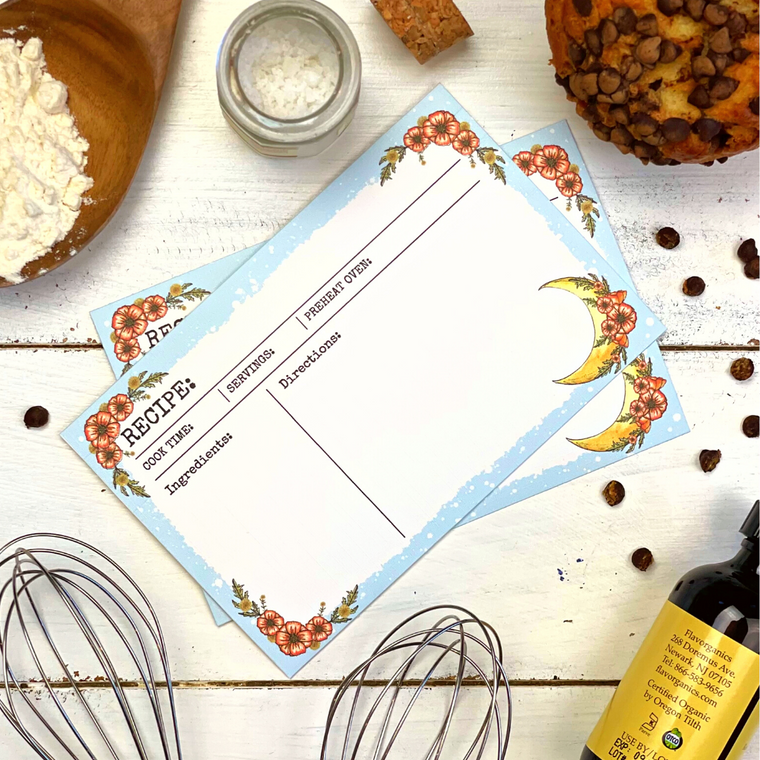 Moon and Poppy Flowers Recipe Cards (Nomad Moon Magic)