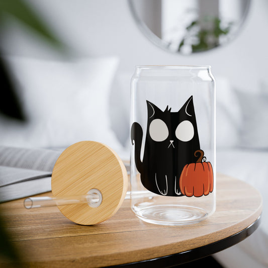 Halloween HekaCat Glass Tumbler, 16oz