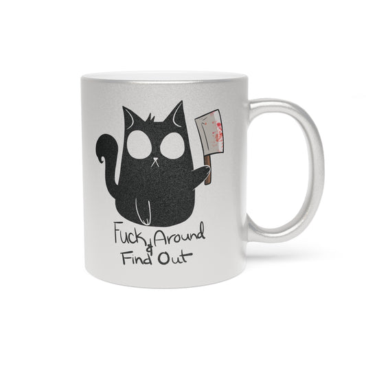 FAFO Hekacat Metallic Silver Mug 11oz