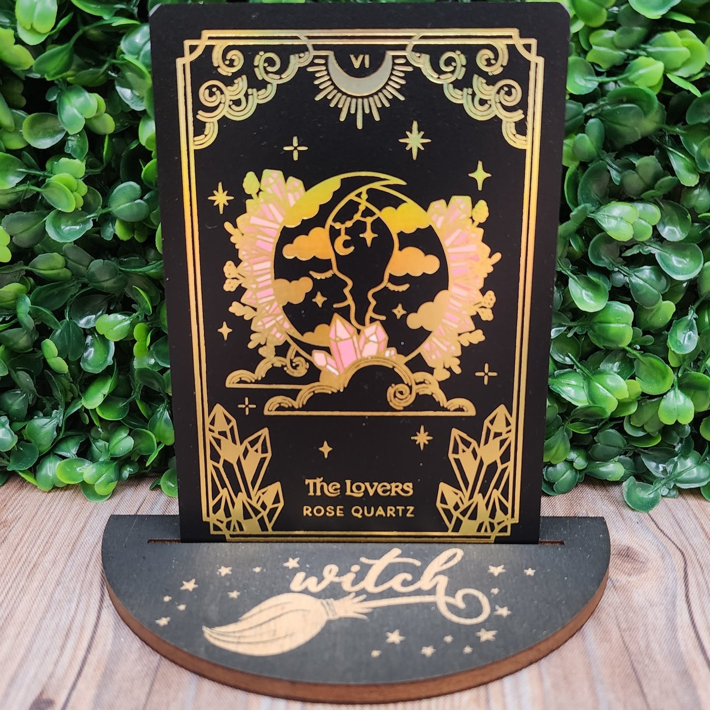 Black Maple Wood Witch Card Stand - 4 inches