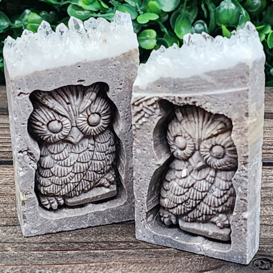 Quartz-topped Owl Carving