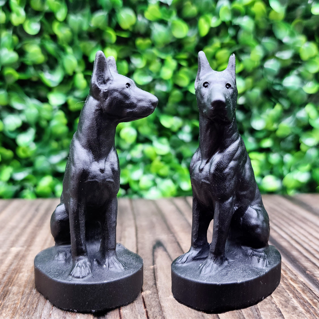 Hand-carved Black Obsidian Hound