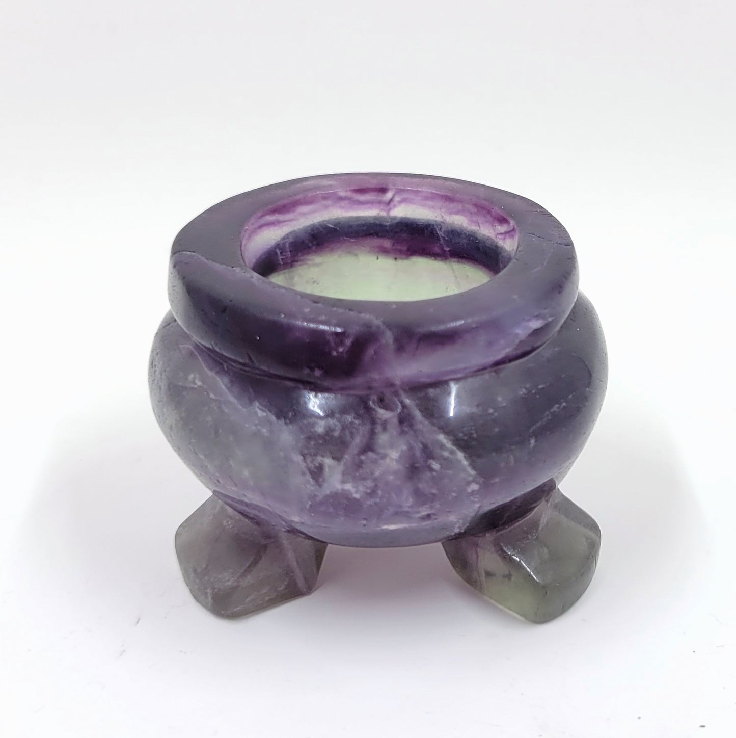 Hand-carved Rainbow Fluorite Cauldron