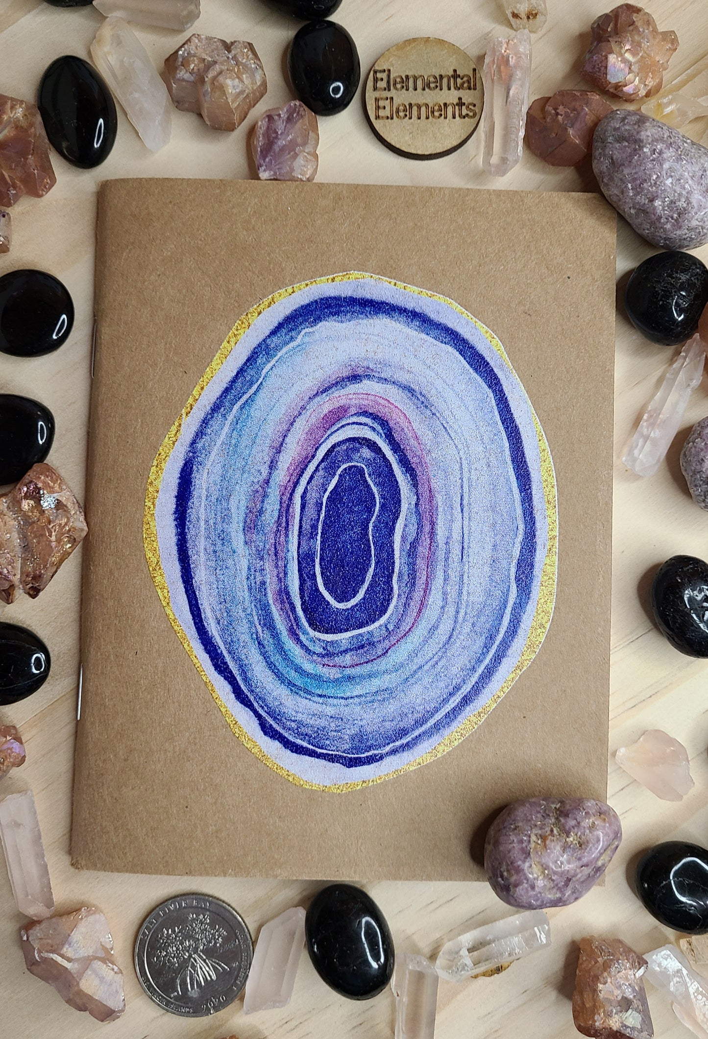 Agate Geode Crystal Pocket Notebook - Elemental Elements Notebooks