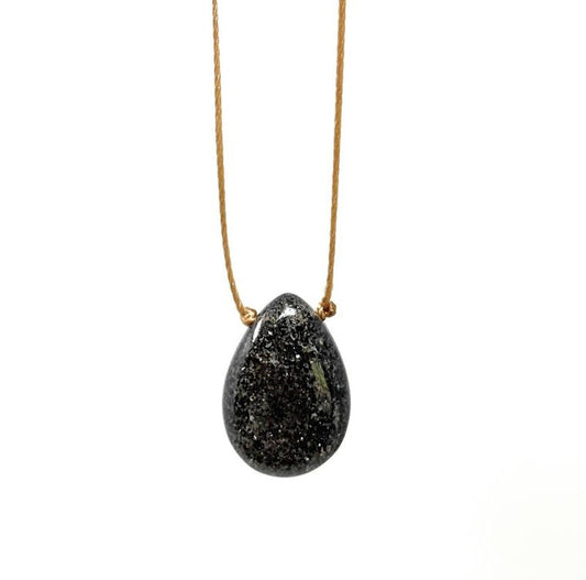 Black Sunstone Teardrop Necklace