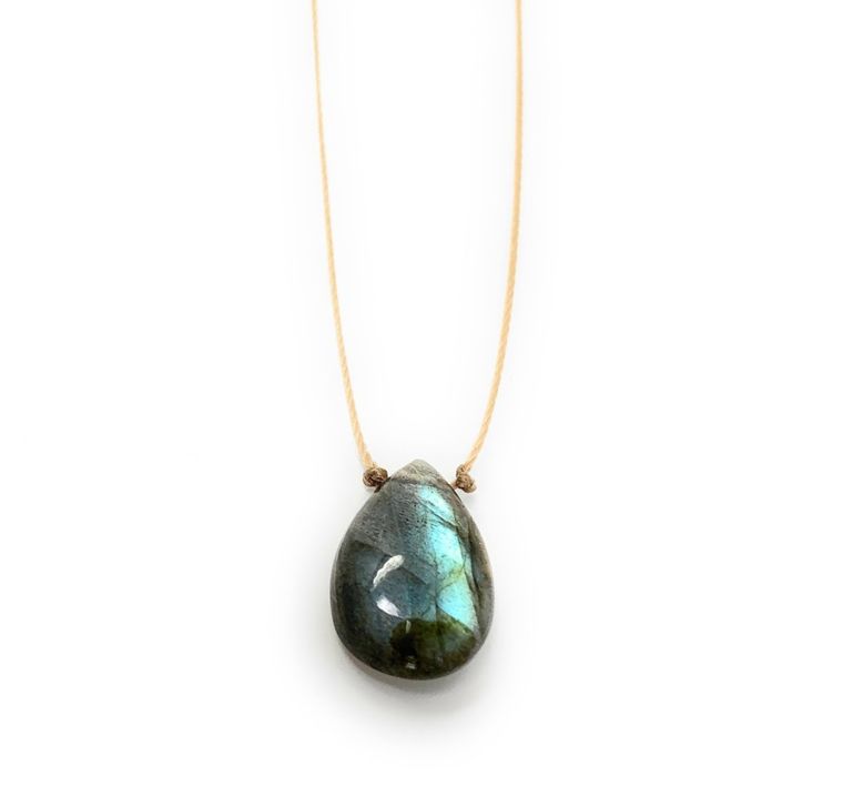 Labradorite Smooth Teardrop Necklace