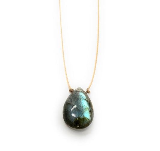 Labradorite Smooth Teardrop Necklace