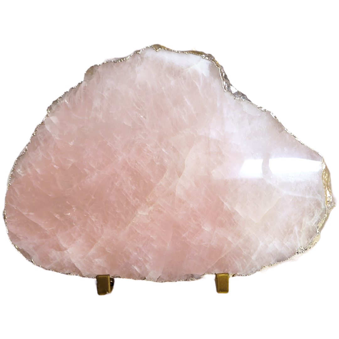 Rose Quartz Large Slab - Silver Electroplating