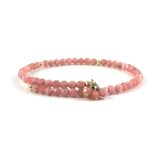 Rhodochrosite Bead Bangle Bracelet