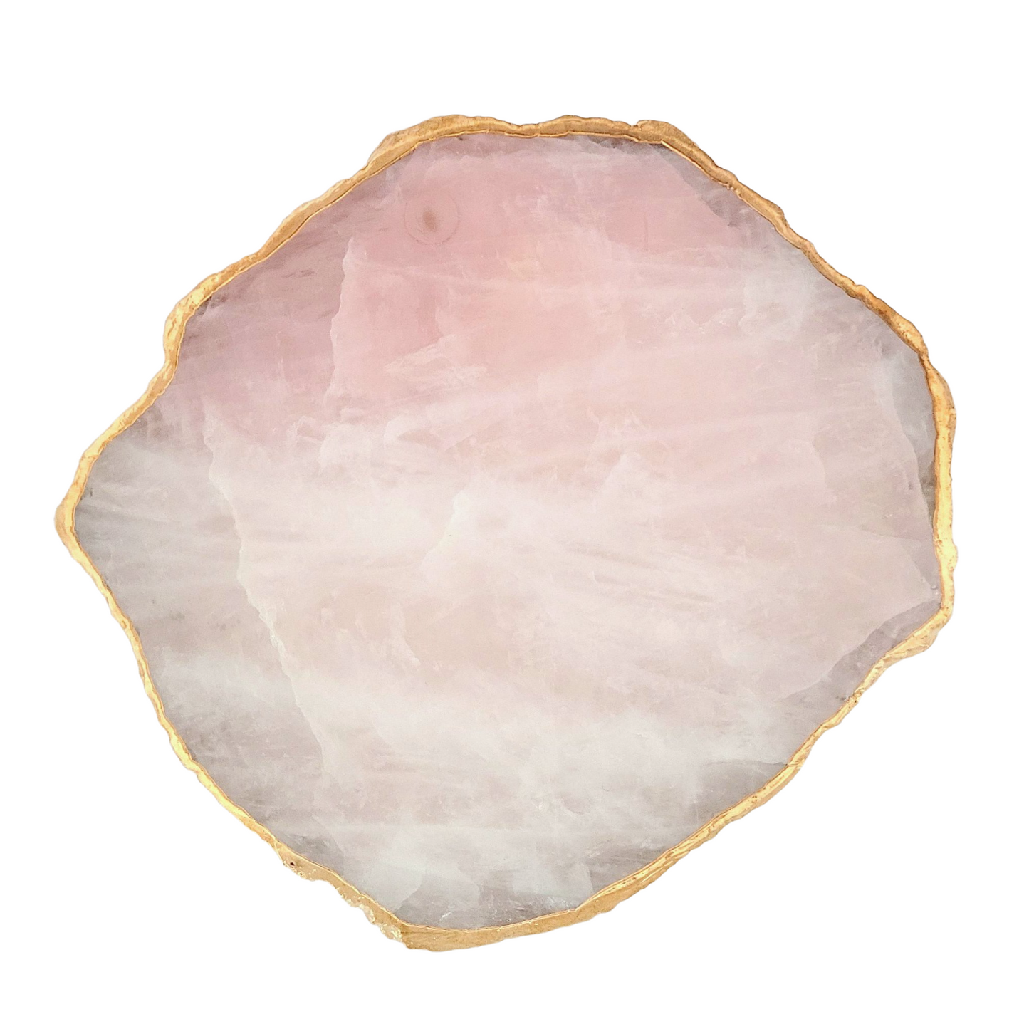 Rose Quartz Small Slab - Gold Electroplating