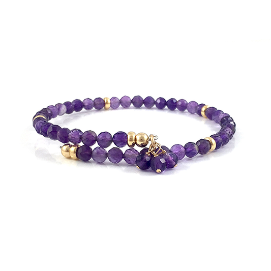 Amethyst Bead Bangle Bracelet