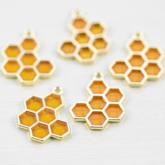 Honeycomb Charm (Enamel & Alloy)