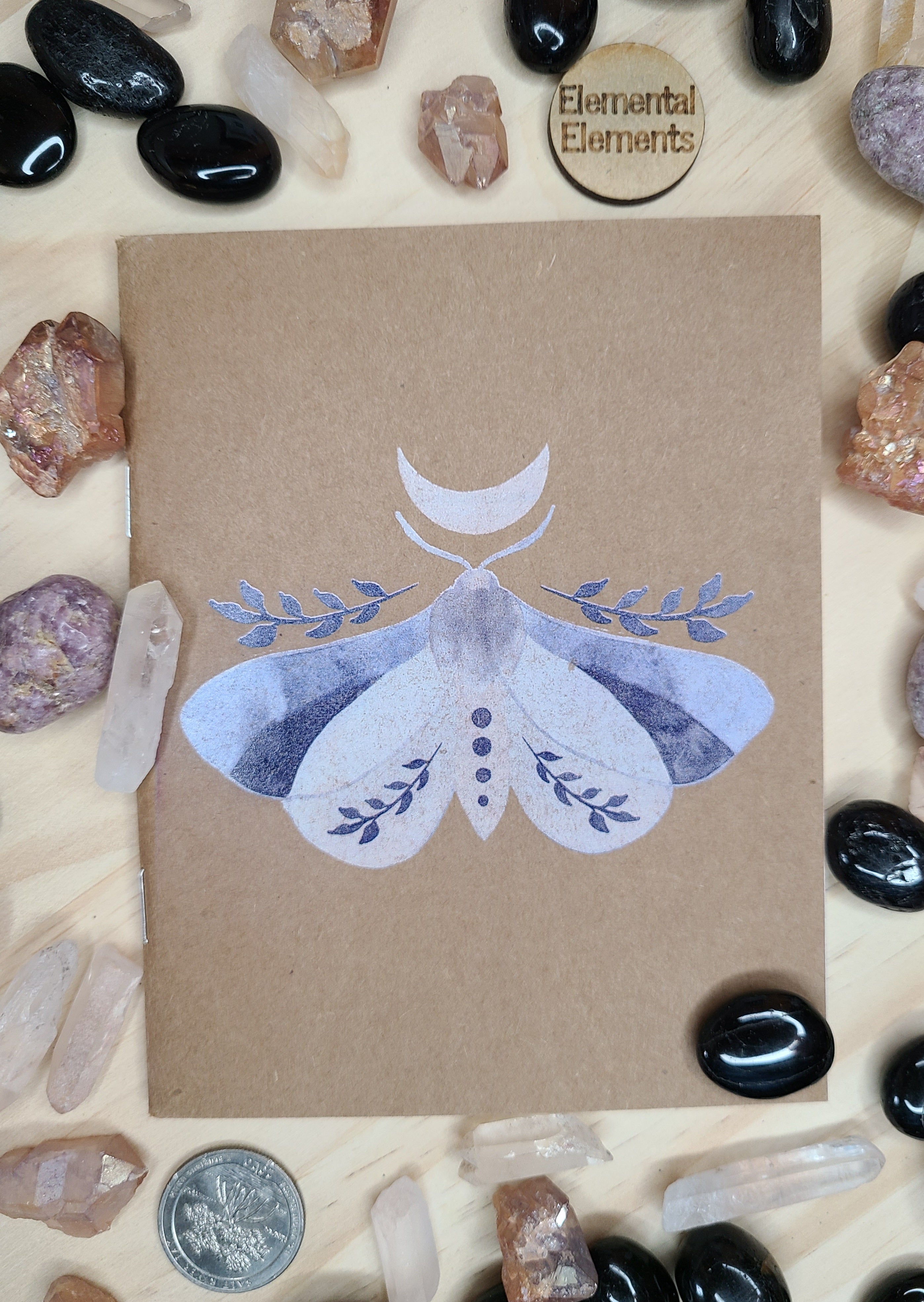 Moth Notebook Watercolor Moon Moth Pocket Notebook - Elemental Elements Notebooks ...