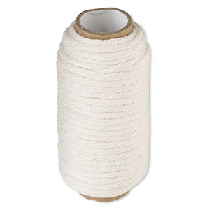 White 3mm Unwaxed Macrame Cord - 10 yard spool