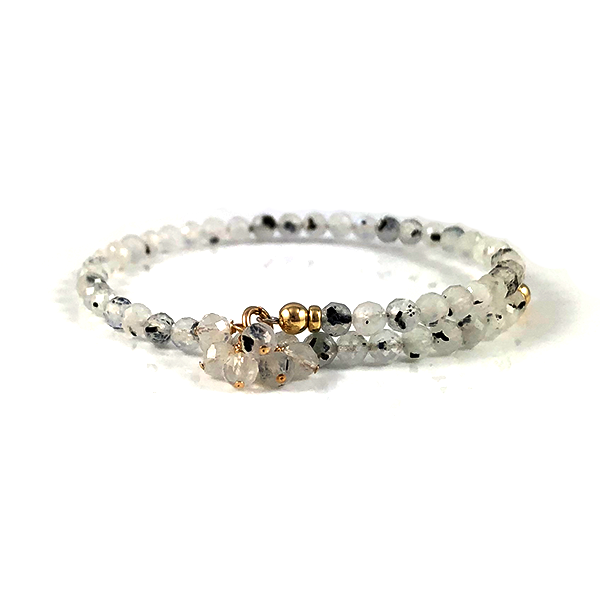 Rainbow Moonstone Bead Bangle Bracelet