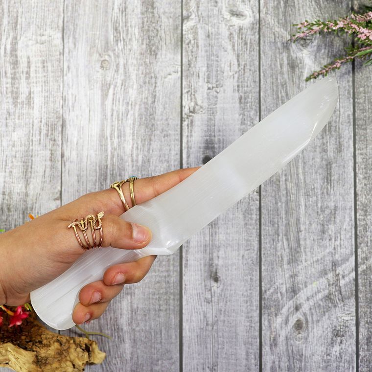 Selenite Carved Knife